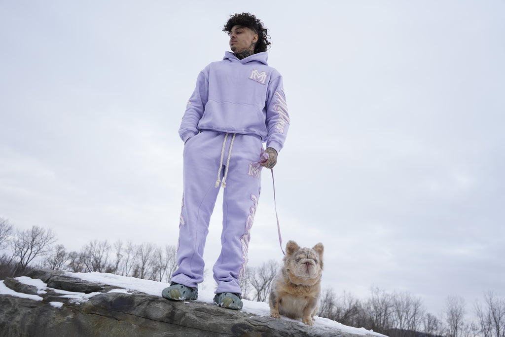 Manifest Millions® Luxury Heavyweight Pastel Purple Rhinestone 2-tone Set — (Double Embroidery) | Unisex Fit
