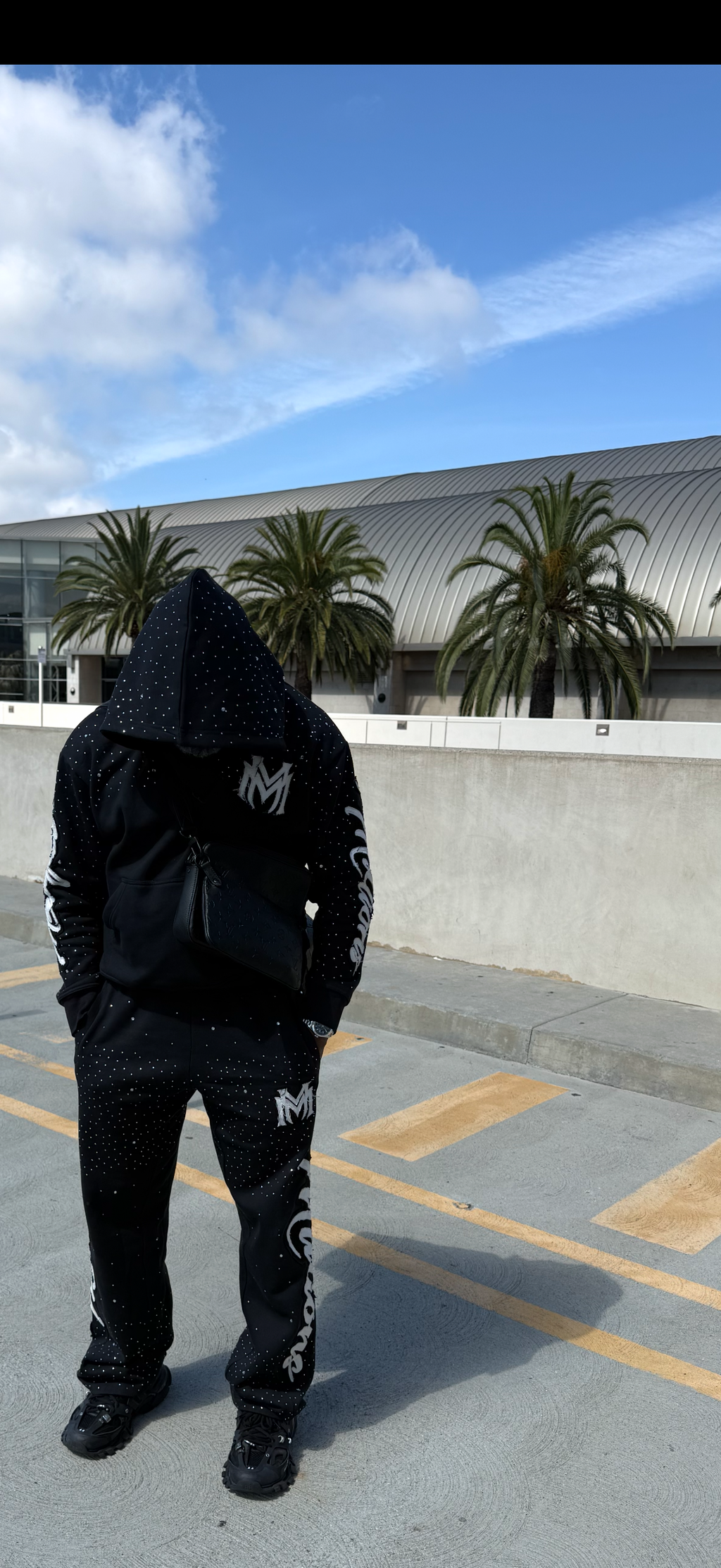 Manifest Millions® Luxury Heavyweight Set — Black Rhinestone Edition (Double Embroidery) | Unisex Fit| Zip-Up