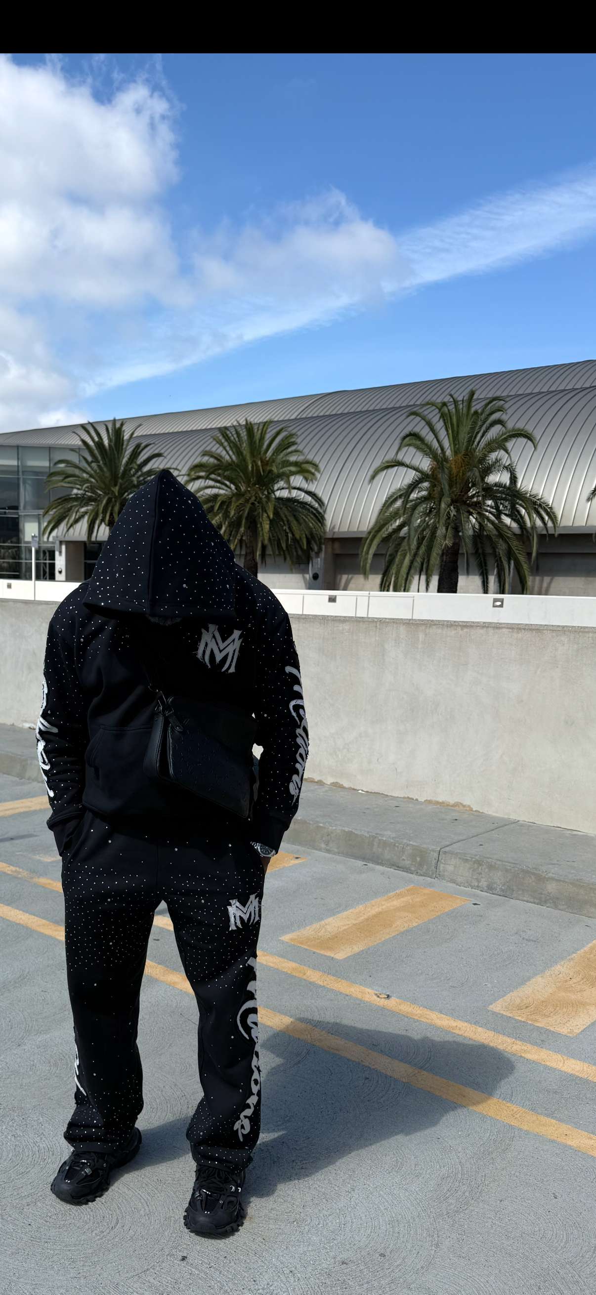 Manifest Millions® Luxury Heavyweight Set — Black Rhinestone Edition (Double Embroidery) | Unisex Fit| Zip-Up