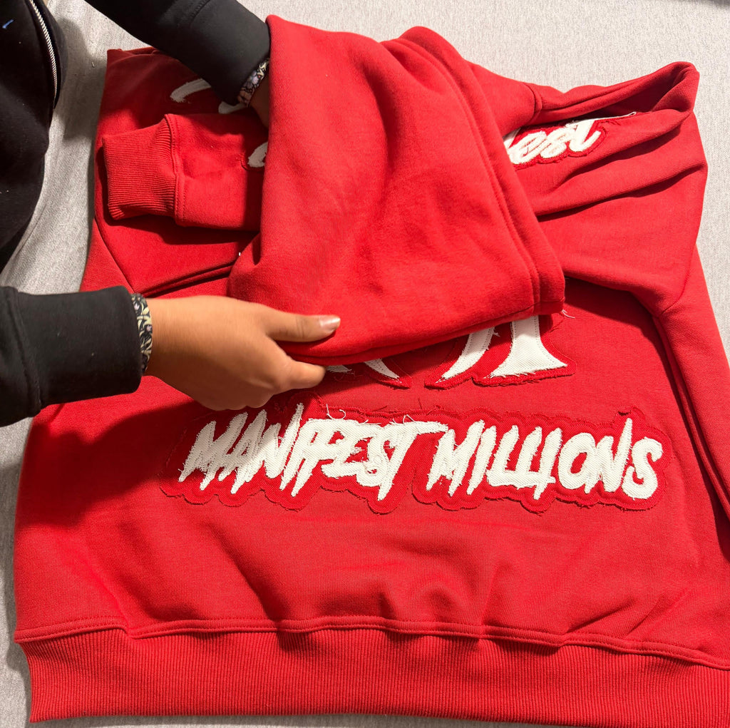 Manifest Millions® Luxury Heavyweight Set — Bloody Red Edition (Double Embroidery) | Unisex Fit