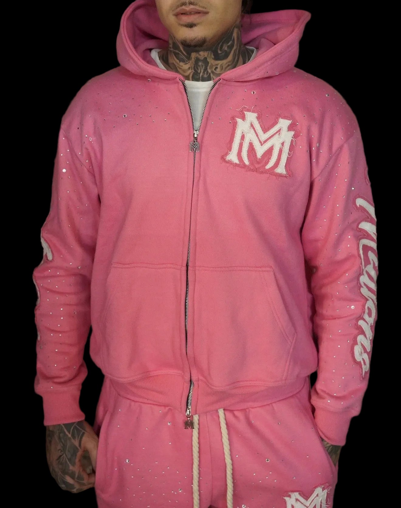 Manifest Millions® Luxury Heavyweight Set — Pink Rhinestone Edition(Double Embroidery) | Unisex Fit| Pullovers