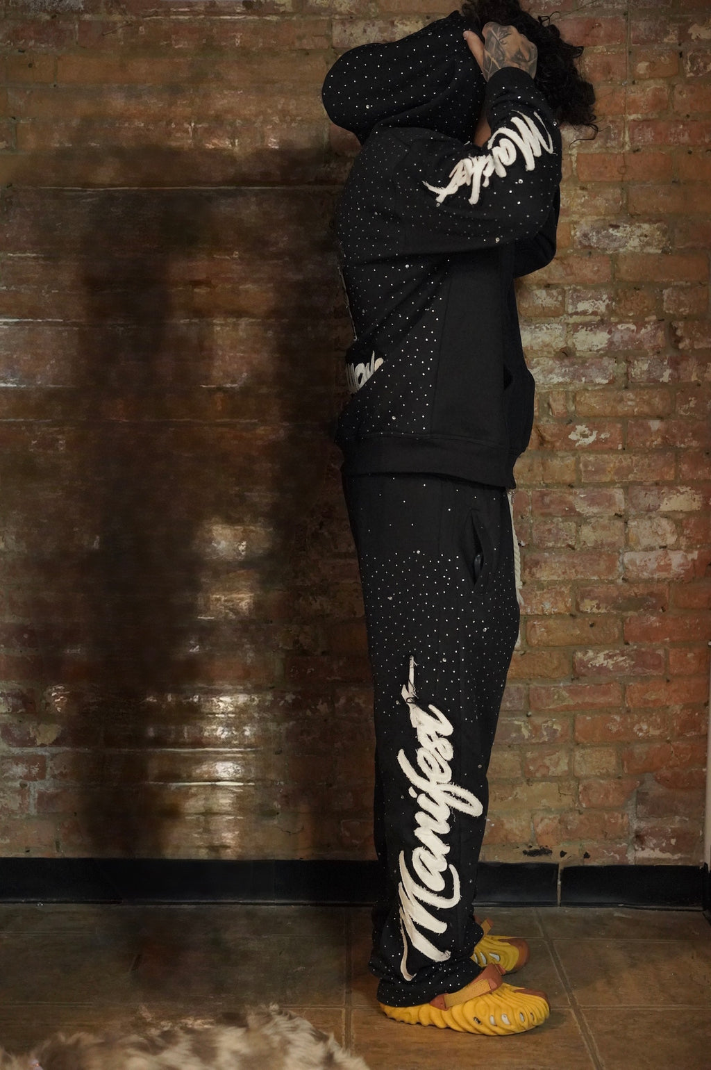 Manifest Millions® Luxury Heavyweight Set — Black Rhinestone Edition (Double Embroidery) | Unisex Fit| Zip-Up