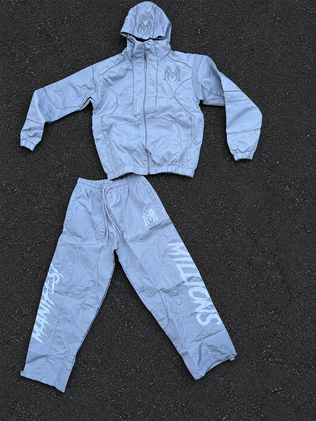 Manifest Millions®Grey Reflective Windbreaker Set