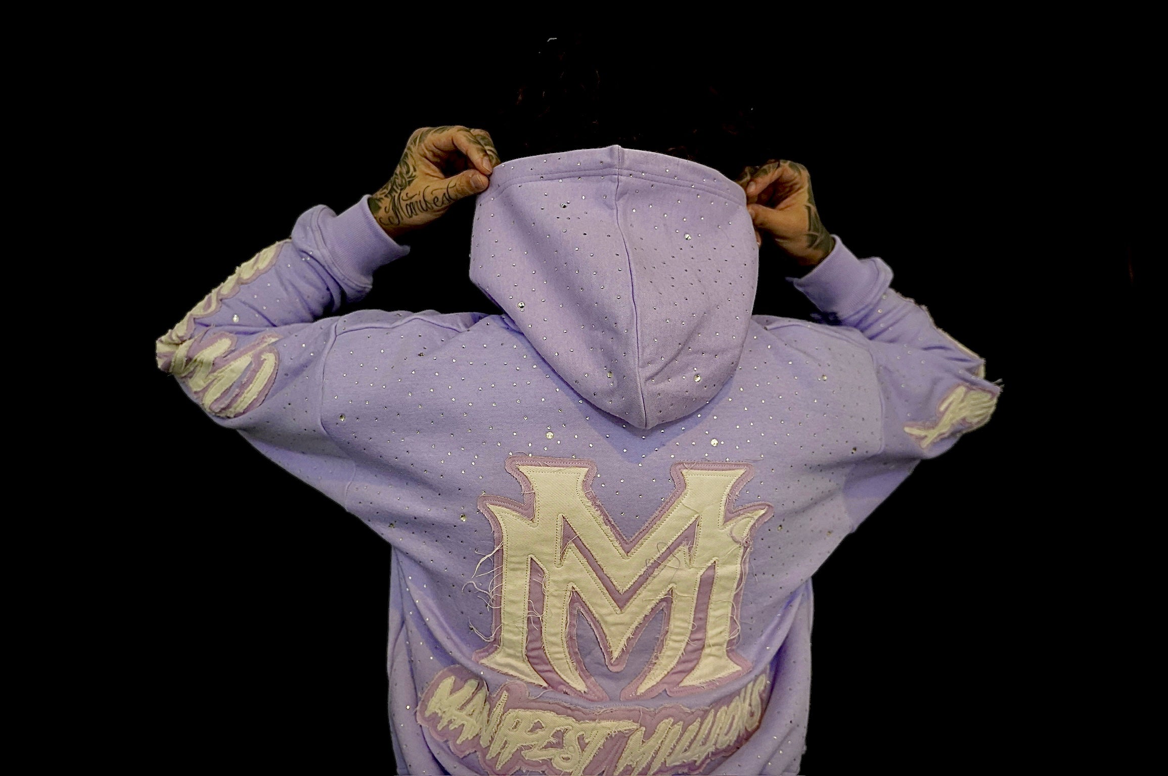 Manifest Millions® Luxury Heavyweight Pastel Purple Rhinestone 2-tone Set — (Double Embroidery) | Unisex Fit