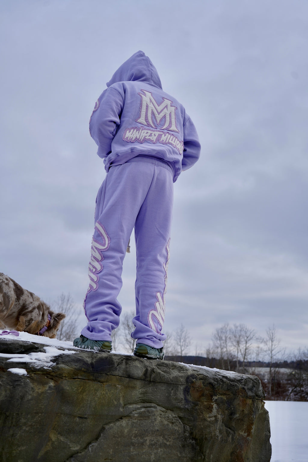 Manifest Millions® Luxury Heavyweight Pastel Purple Rhinestone 2-tone Set — (Double Embroidery) | Unisex Fit