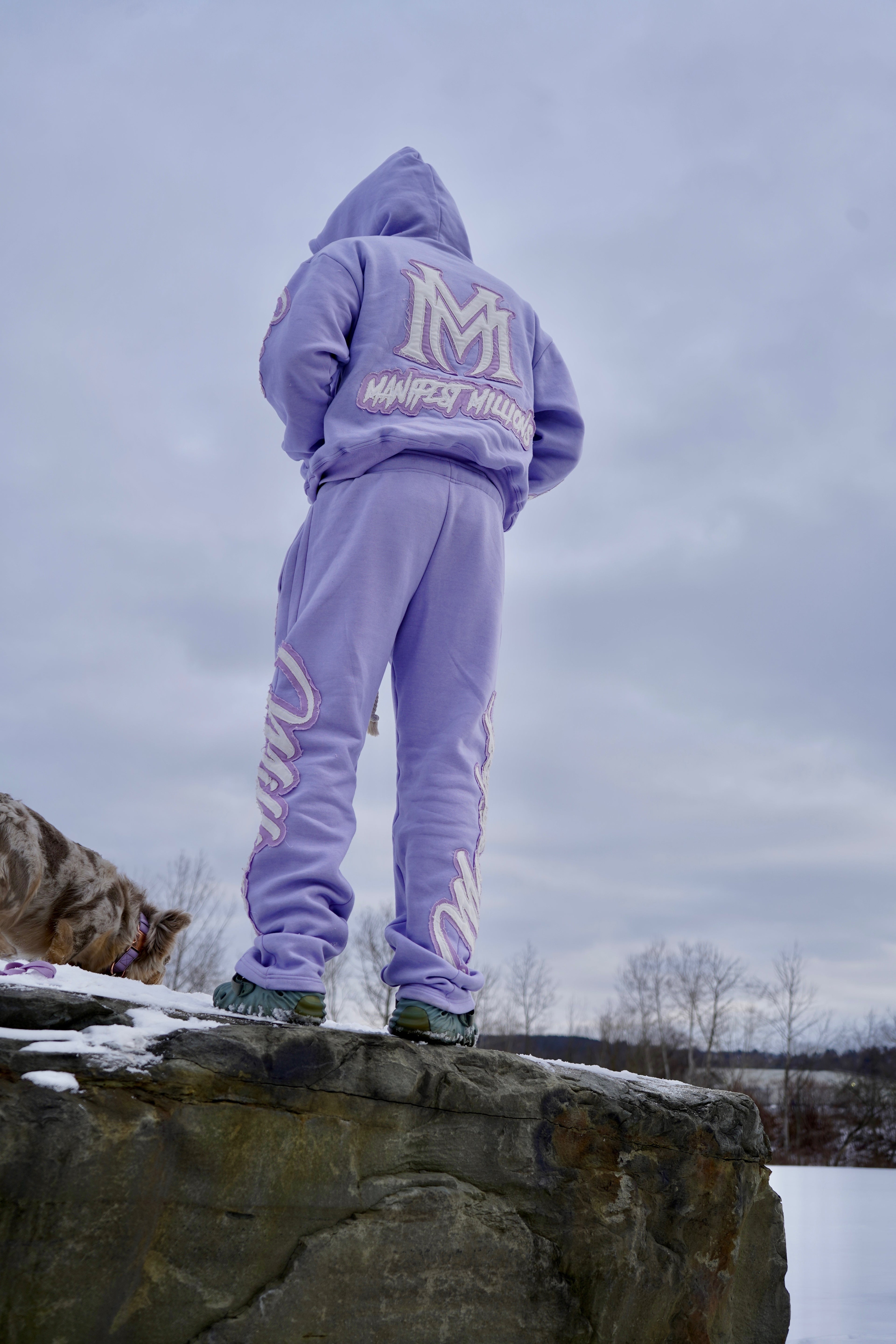 Manifest Millions® Luxury Heavyweight Pastel Purple Rhinestone 2-tone Set — (Double Embroidery) | Unisex Fit