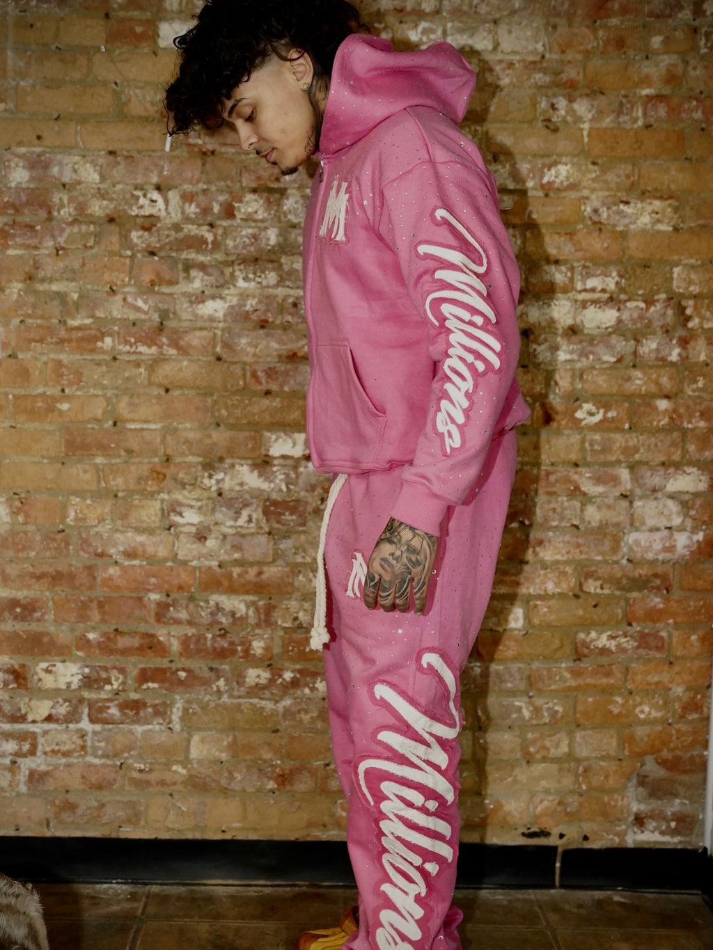 Manifest Millions® Luxury Heavyweight Set — Pink Rhinestone Edition(Double Embroidery) | Unisex Fit| Pullovers