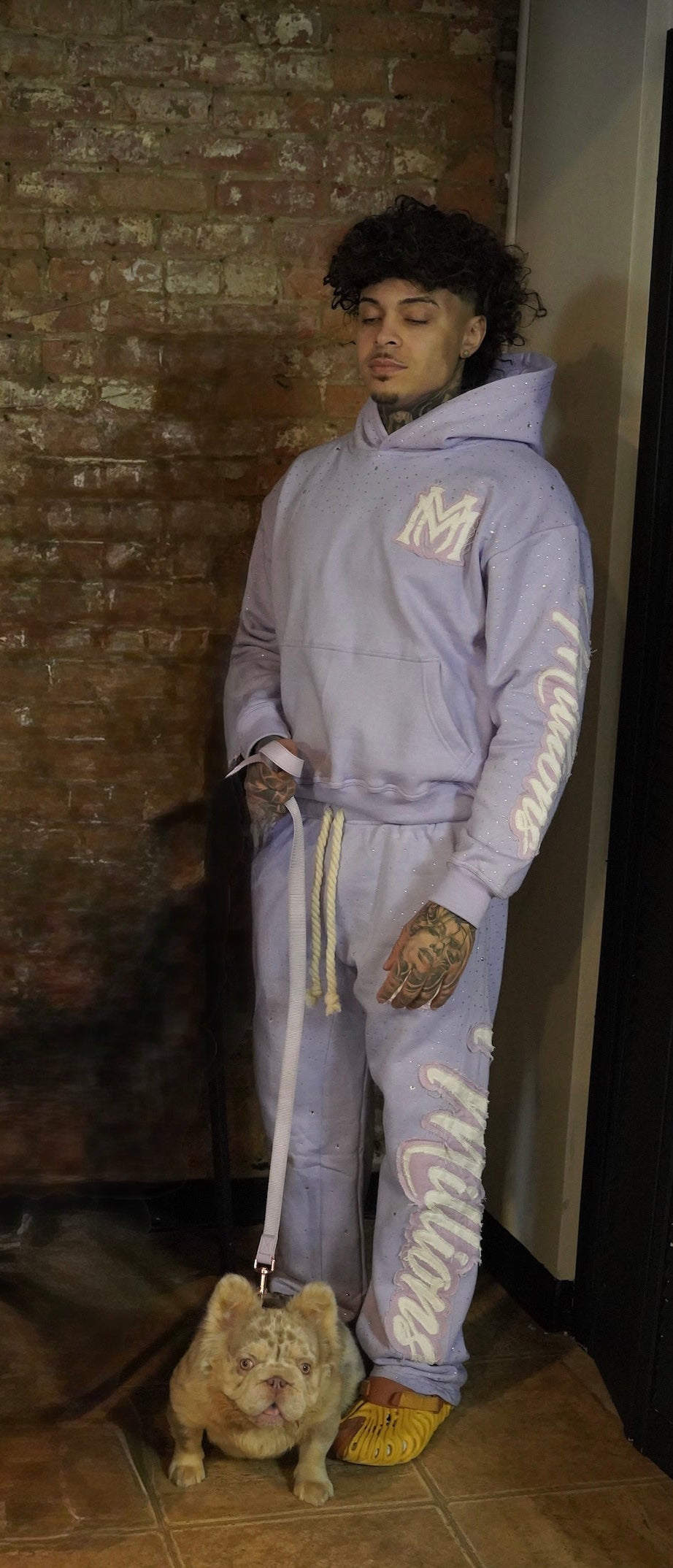 Manifest Millions® Luxury Heavyweight Pastel Purple Rhinestone 2-tone Set — (Double Embroidery) | Unisex Fit