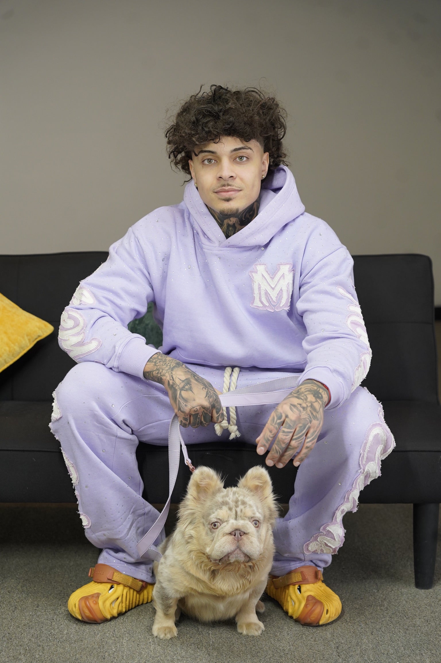 Manifest Millions® Luxury Heavyweight Pastel Purple Rhinestone 2-tone Set — (Double Embroidery) | Unisex Fit