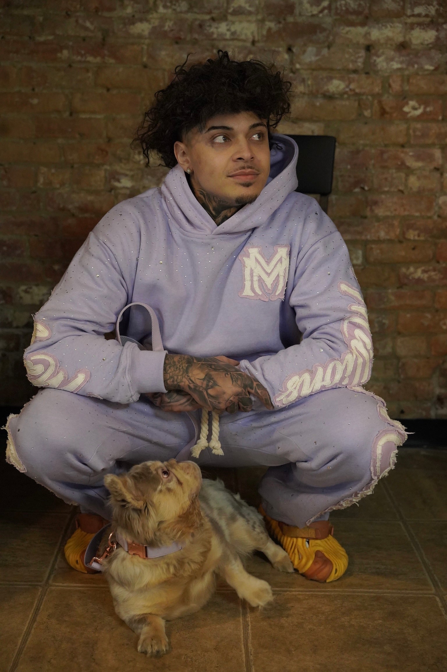 Manifest Millions® Luxury Heavyweight Pastel Purple Rhinestone 2-tone Set — (Double Embroidery) | Unisex Fit