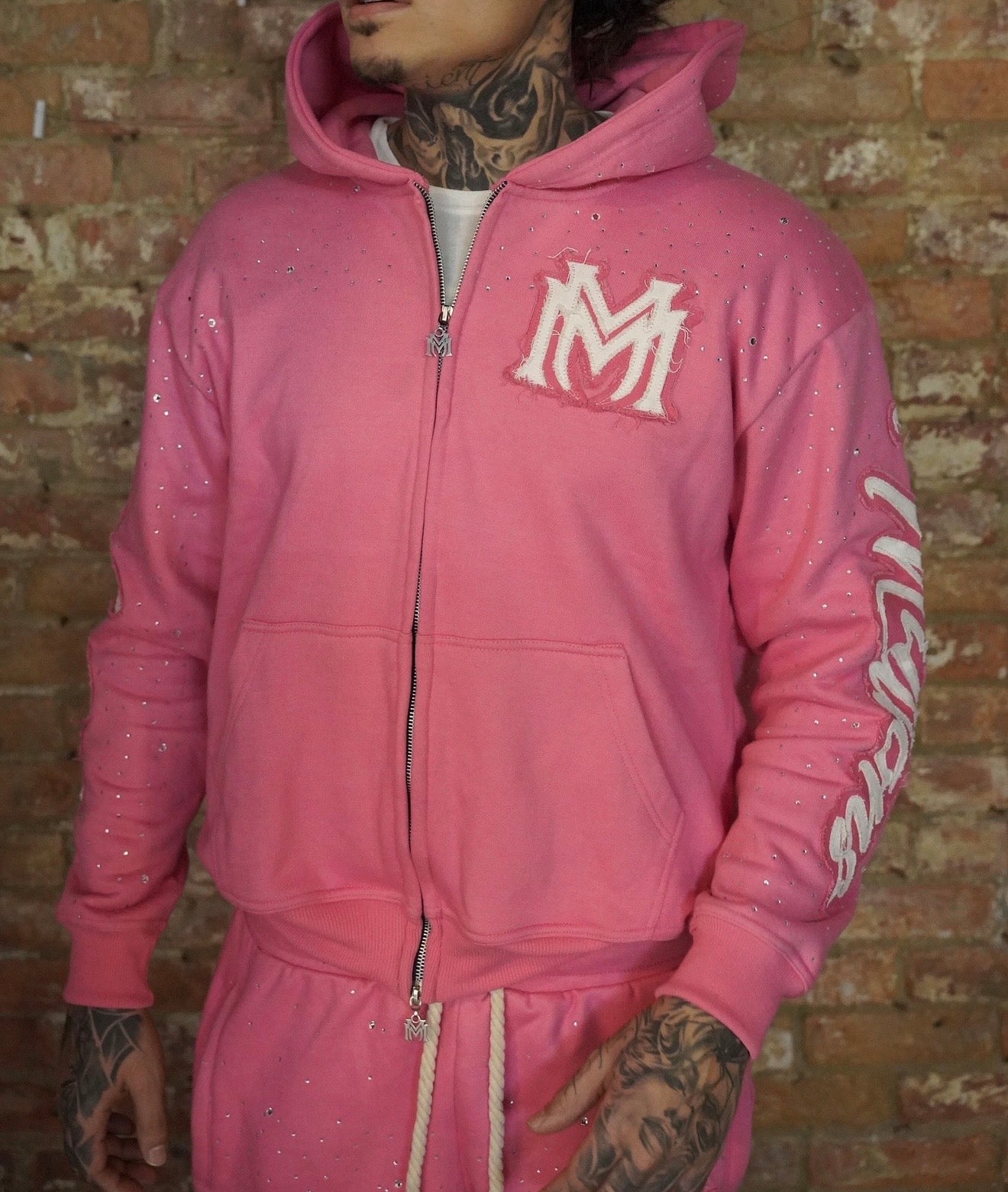 Manifest Millions® Luxury Heavyweight Set — Pink Rhinestone Edition(Double Embroidery) | Unisex Fit| Pullovers