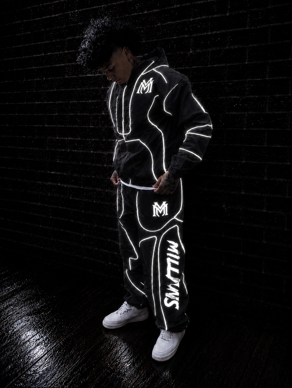 Manifest Millions® Black Reflective Windbreaker Set
