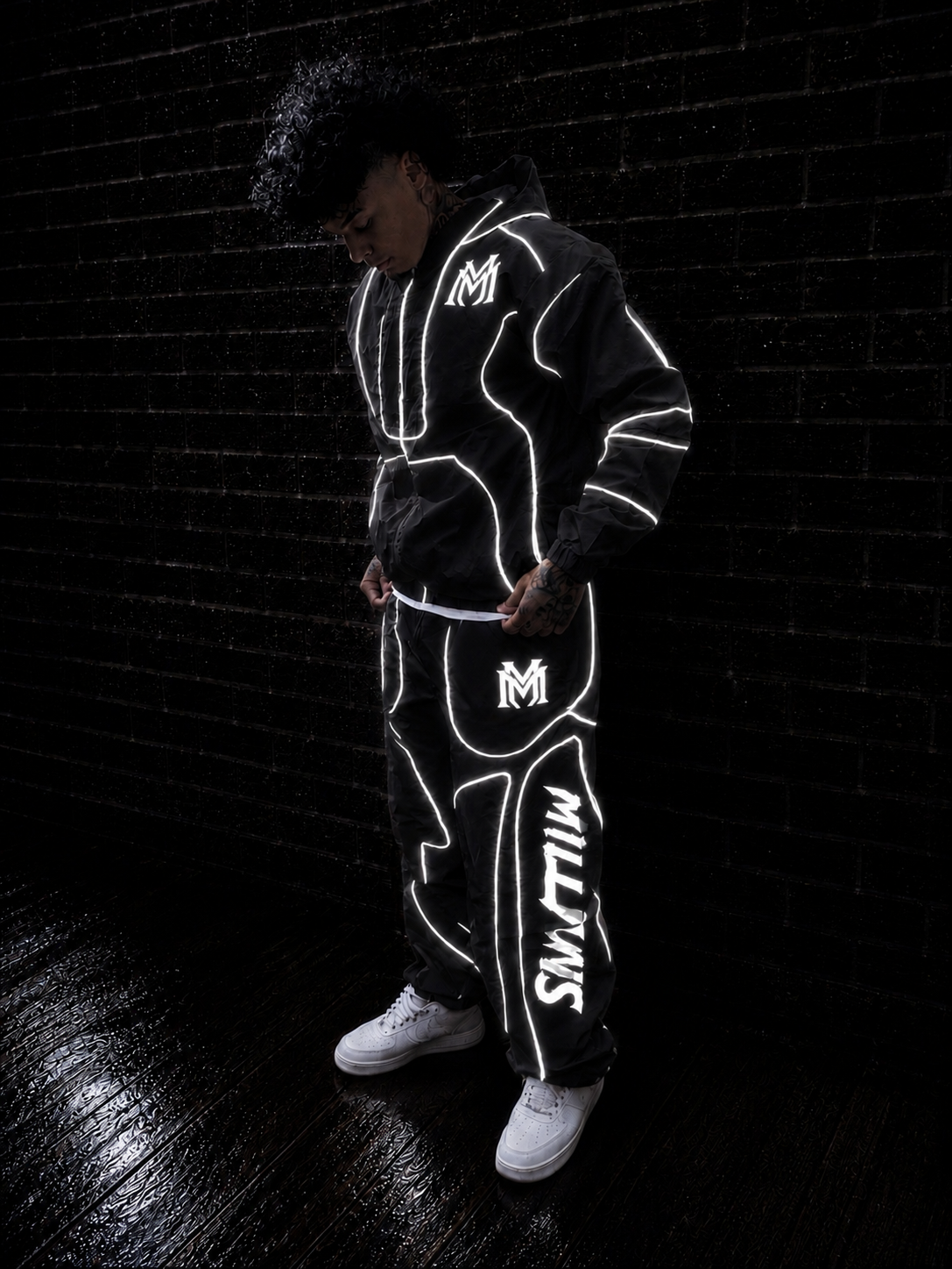 Manifest Millions® Black Reflective Windbreaker Set