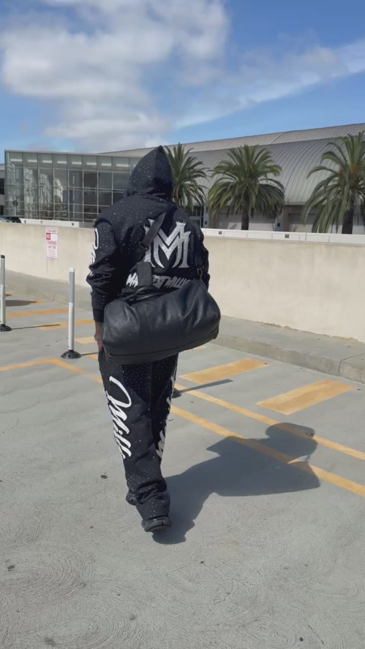 Manifest Millions® Luxury Heavyweight Set — Black Rhinestone Edition (Double Embroidery) | Unisex Fit| Zip-Up
