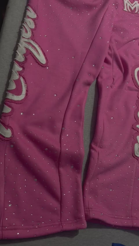 Manifest Millions® Luxury Heavyweight Set — Pink Rhinestone Edition(Double Embroidery) | Unisex Fit| Pullovers